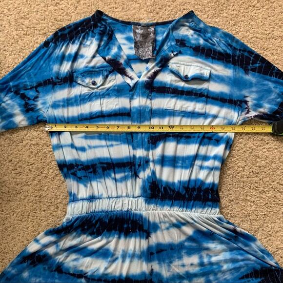 Young, Fabulous & Broke blue tie-dye short-sleeve romper size S - Picture 10 of 10